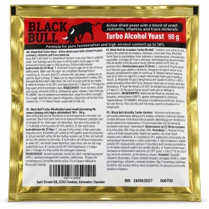Black Bull Turbo kvasnice 14–18 % s výživou, balení 87 g pro ovocný a cukerný kvas
